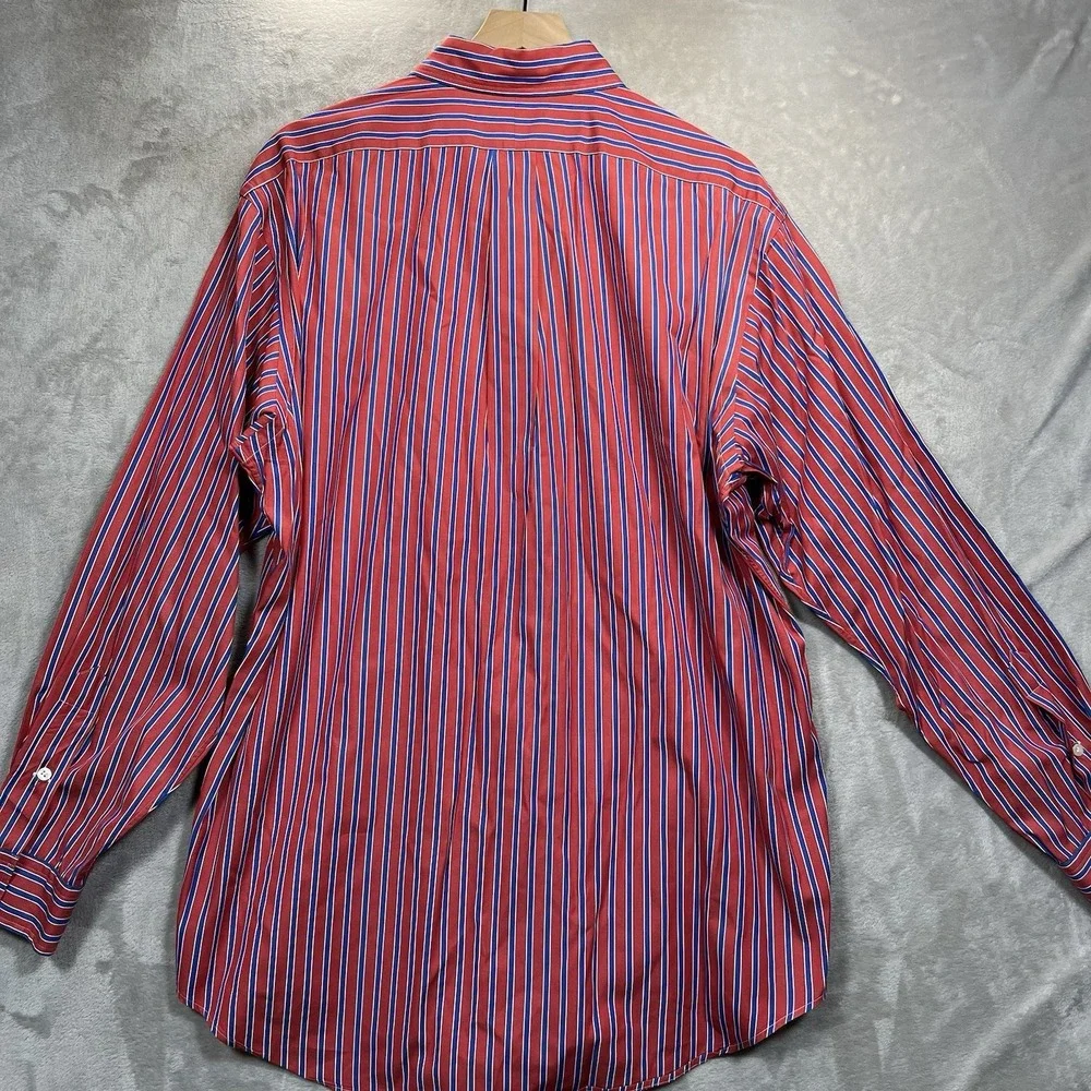 Ralph‎ Lauren Shirt Mens L Striped Red Blue White Classic Fit VTG